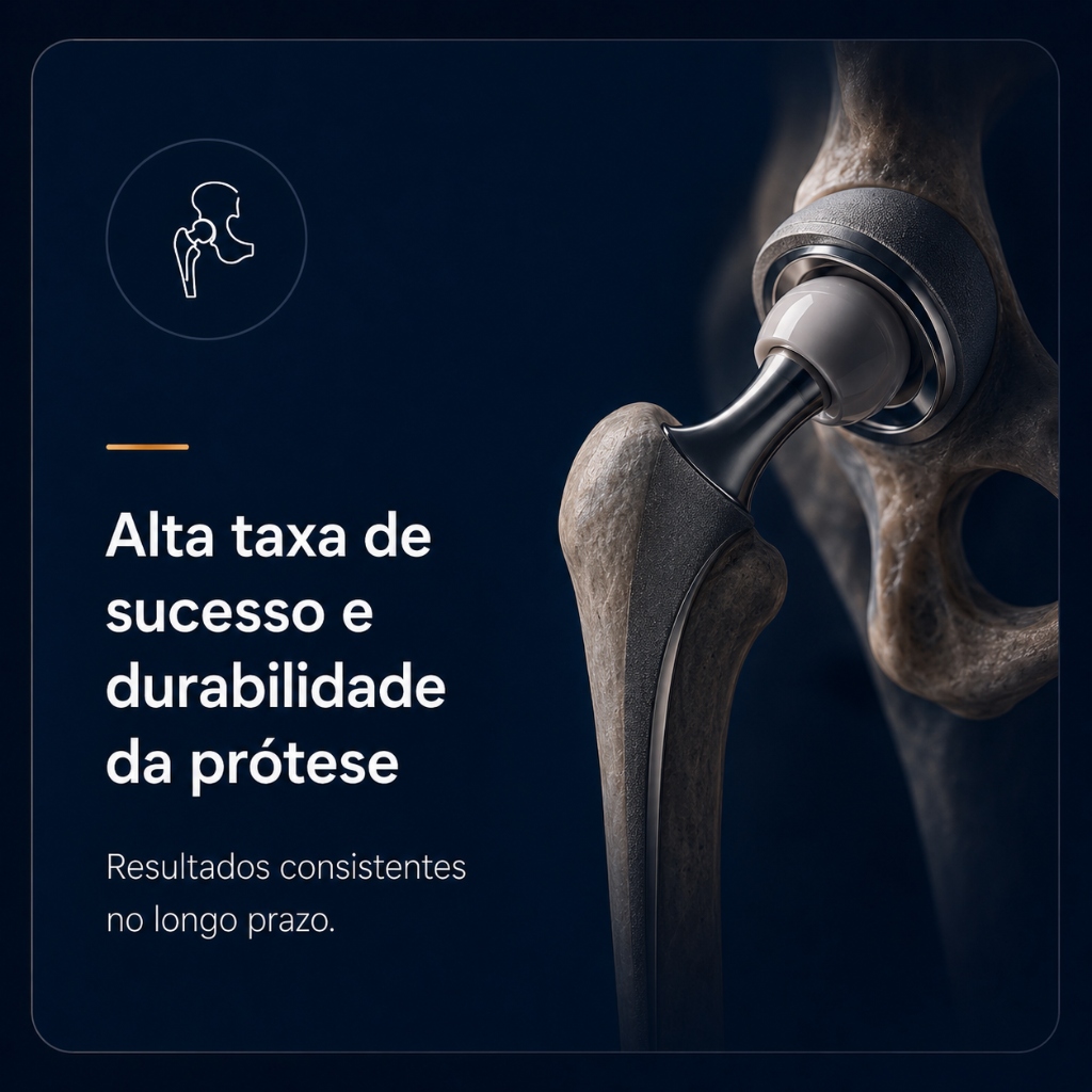 Alta taxa de sucesso e durabilidade da prótese