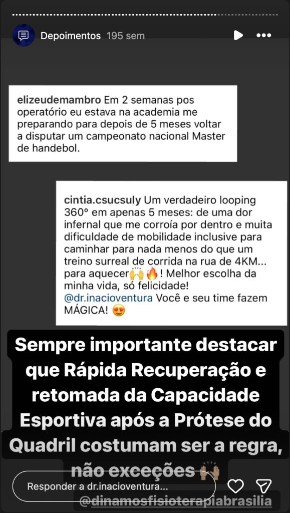 Depoimento no Instagram